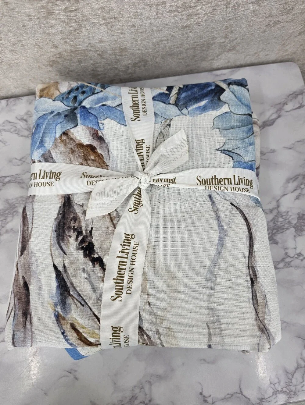 Southern Living Serenna Duvet Cover Mini Set 2 Shams Cotton Full Queen Blue Leaf